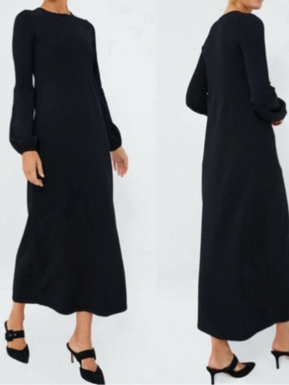 Pomander Place Lennox sweater midi dress black size medium classic minimalist